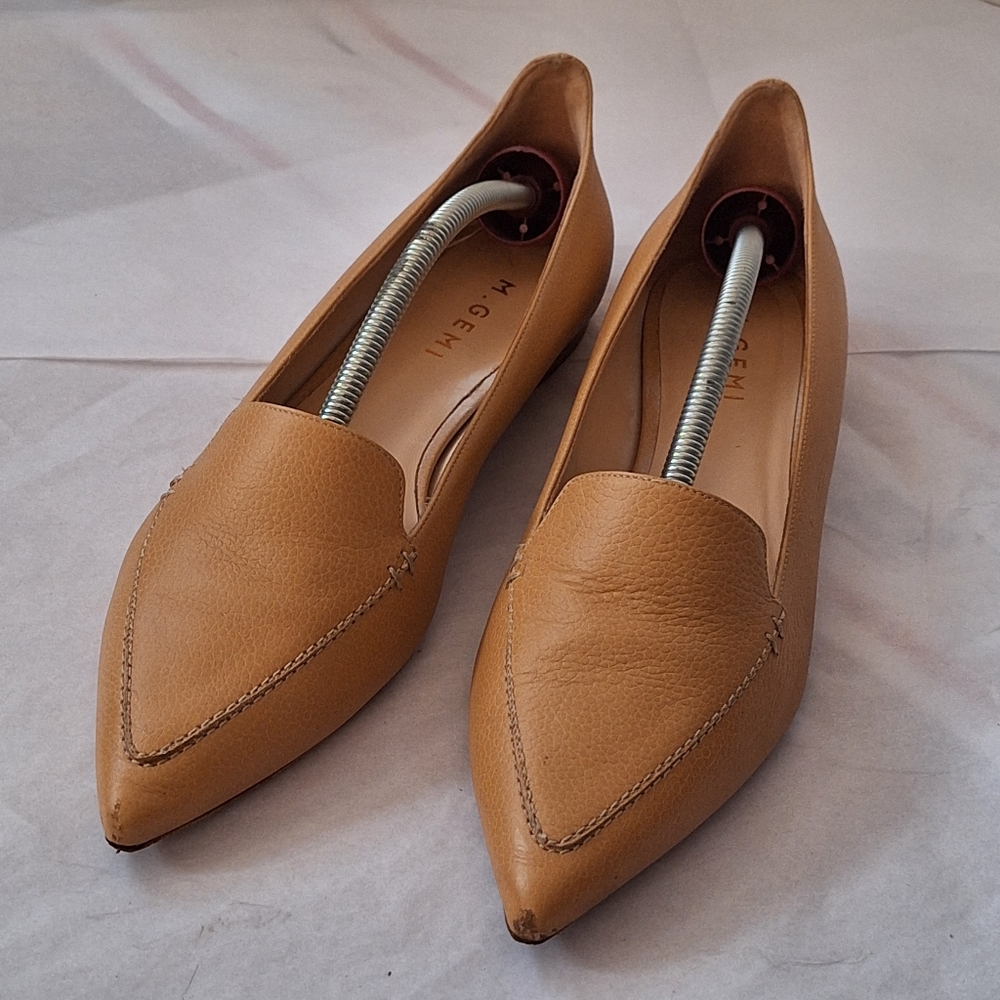 M. Gemi Cognac Pointed Leather Loafers